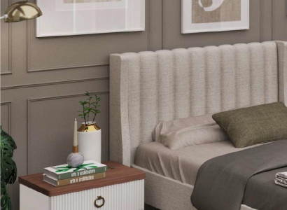 White Bedside table with drawers Wooden furniture Modern luxury bedroom furniture